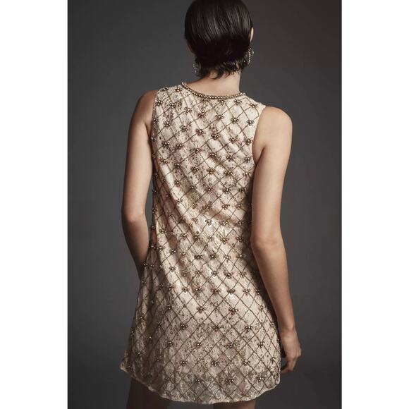 NWT Anthropologie Dress Sz XS Mini Crystal Embellished Evening Shift - Picture 2 of 12